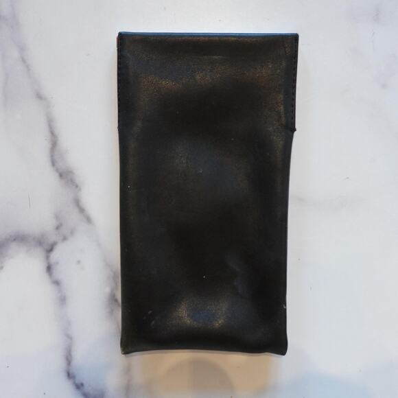 Fendi Black Leather Sunglass Eyeglass Case Pouch Gold Tone Metal Trim Holder - Picture 3 of 8